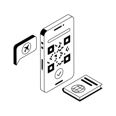 qr tarama süreci içeren inanılmaz bir izometrik simge