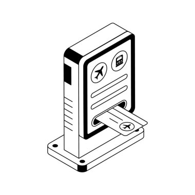 Bilet terminali sistemini gösteren son moda bir izometrik simge