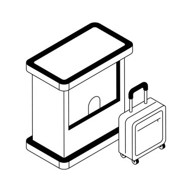 Bilet gişesinin dışını gösteren izometrik simgeye bakın