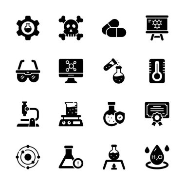 İşte bilim laboratuvarı ve kimya simgelerinin son koleksiyonu.