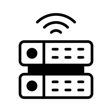 İnternet sunucu merkezini gösteren büyüleyici bir kabartma simgesi