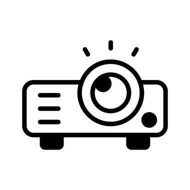 Dijital projektör kurulumunu temsil eden moda simge simgesi