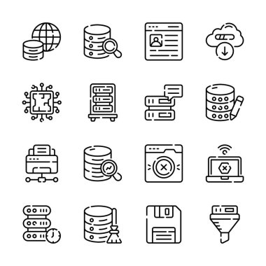 Veritabanı hizmetleri ana simgelerinin premium koleksiyonunu indir