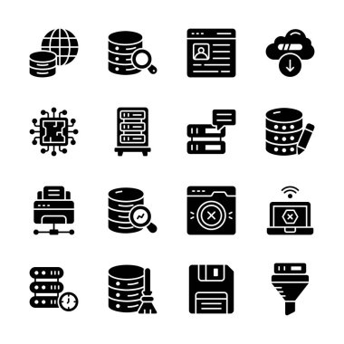 Veritabanı hizmetleri simgelerinin premium koleksiyonunu indir