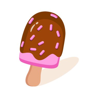 2 boyutlu soğuk çikolata buzlu dondurma ikonu.