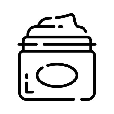 Yüz kremi kavanozunun iyi çizilmiş taslak stili simgesi