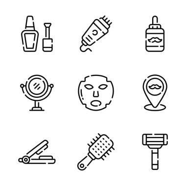 Premium tımar ve kuaför salonu ikonları koleksiyonunu al