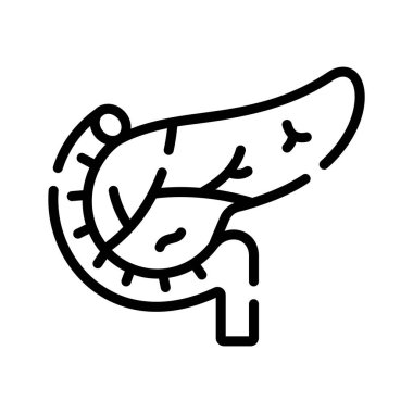 Pankreas iç organının modern bir taslak simgesi