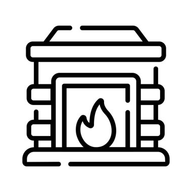 Sıcak şöminenin iyi hazırlanmış bir taslak simgesi.
