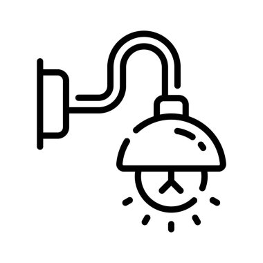 Monte edilmiş duvar ışığının parlak bir taslak simgesi