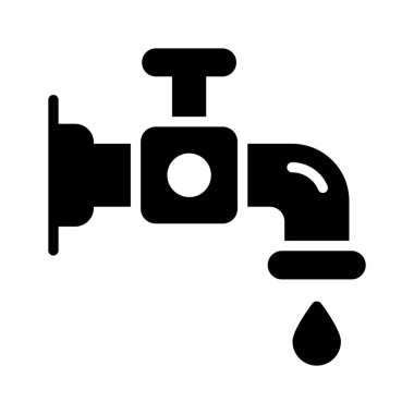 Metal su musluğunun parlak kabartma simgesi