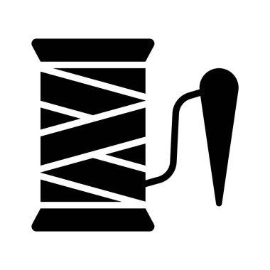 Dikiş ipliği makarasının parlak kabartma biçimi simgesi