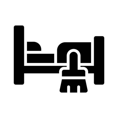 Yatak odası temizleme ikonunun kullanışlı simgesi