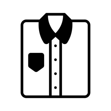 Düğmeli katlanmış gömleğin modern kabartma tarzı simgesi