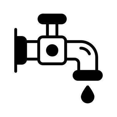 Metal su musluğunun parlak kabartma simgesi