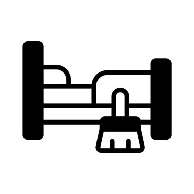 Yatak odası temizleme ikonunun kullanışlı simgesi