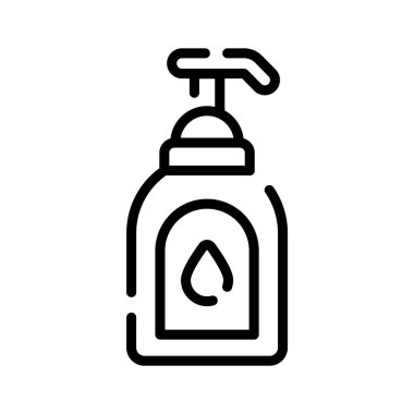 Temiz sıvı sabun kabının düz doğrusal simgesi