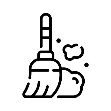 Ayrıntılı süpürge temizleme doğrusal simgesi