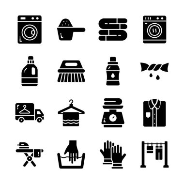 Çamaşır ve temizlik sembolleri koleksiyonunu al.