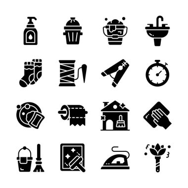 Çamaşır ve ev işleri sembolleri koleksiyonumuzu indir.