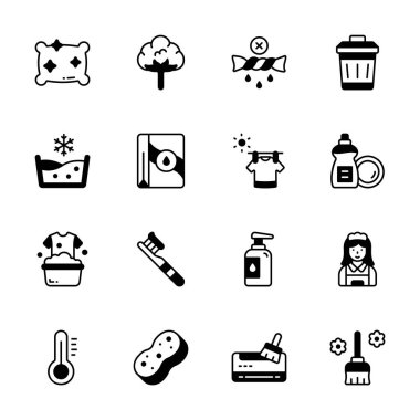 Bu harika çamaşır ve temizlik sembolleri koleksiyonunu al.