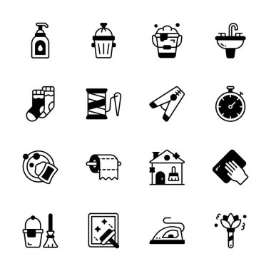 Çamaşır ve ev işleri sembolleri koleksiyonumuzu indir.