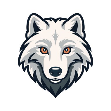 Üzerinde vahşi bir kurt olan parlak, düz bir maskot logosu.