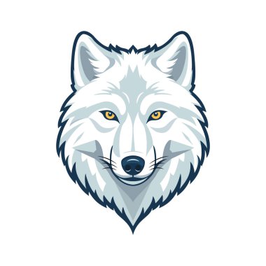 Cesur kurt kafasından yapılmış düz bir maskot logosu.