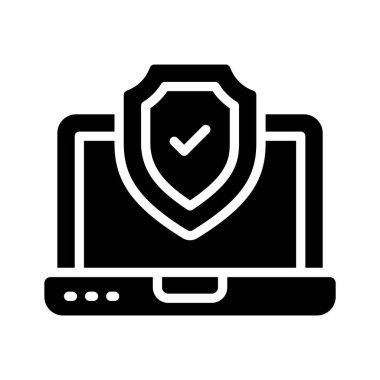 İyi korunan güvenli dizüstü bilgisayarın birinci sınıf bir simgesi.