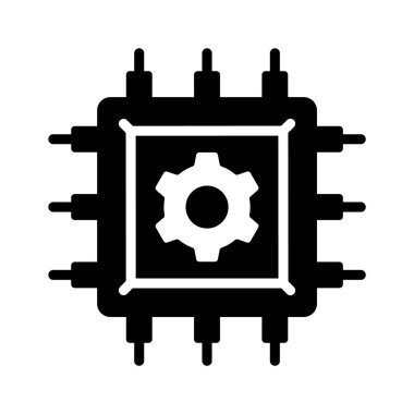 İyi tasarlanmış kompakt mikro işlemci çipinin kabartma simgesi