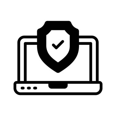 İyi korunan güvenli dizüstü bilgisayarın birinci sınıf bir simgesi.
