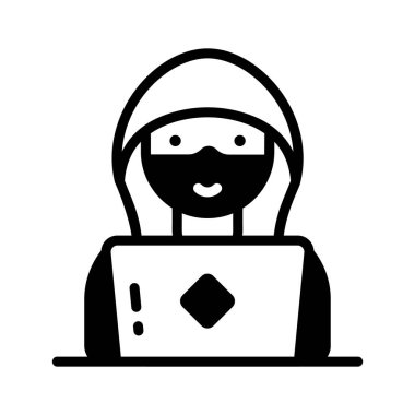 Şüpheli hacker siluetinin modaya uygun simgesi