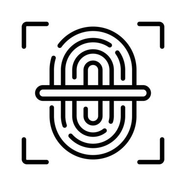 Parmak izi tarama güvenliğinin ana hatları simgesi.