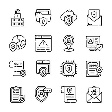 Gdpr outline biçim simgelerini gösteren bu modern koleksiyonu yakala