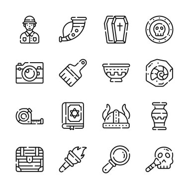 Bu arkeoloji çalışma ana hatları biçim simgelerinin premium koleksiyonunu indir