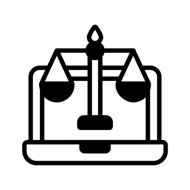 Hukuki siber hukuk ekranının modaya uygun simgesi