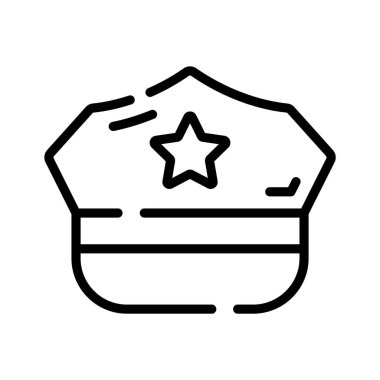 Polis şapkası tasarımının iyi hazırlanmış doğrusal simgesi