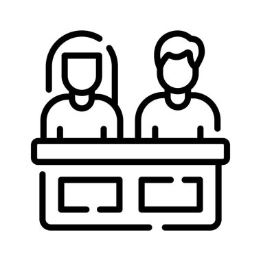 Jüri üyelerinin mahkeme salonundaki birinci sınıf doğrusal simgesi