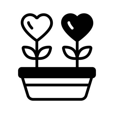 Glyph tarzı simge çiçek açan aşk bitkisini gösteriyor