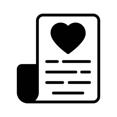 Kağıda yazılmış el yazısı aşk notunun en iyi simgesi.