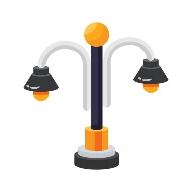 Klasik sokak lambası direğinin modern 2d tarzı simgesi