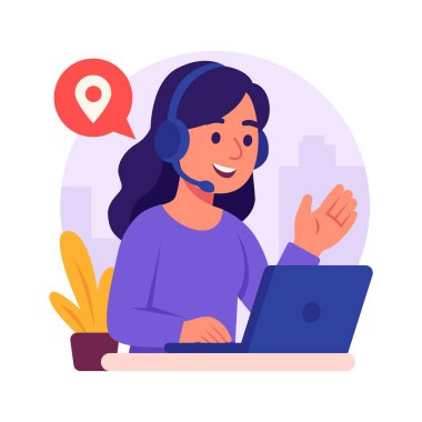 Bilgisayarı kullanarak çevrimiçi yardım sağlayan destek aracıName