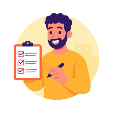 Alışveriş listesini işaretleyen bir adamın görüntüsü