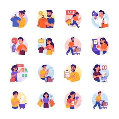 Modern tasarım tarzında bu inanılmaz alışveriş illüstrasyonlarını alın.