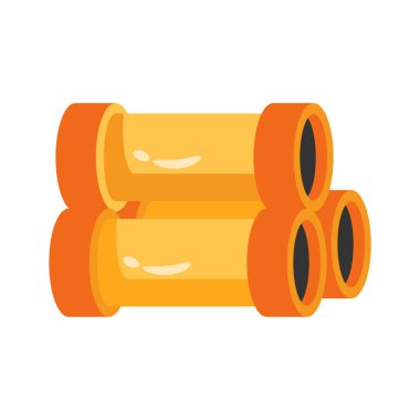 Altyapı projeleri için plastik boru yığını, boru bağlantıları 2d biçim simgesi