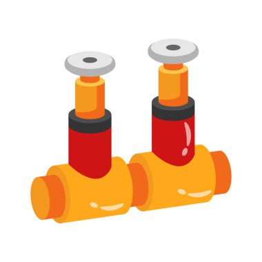 Boru vanaları, su kontrolü, tesisatçı ekipmanı 2d stil vektör tasarımı
