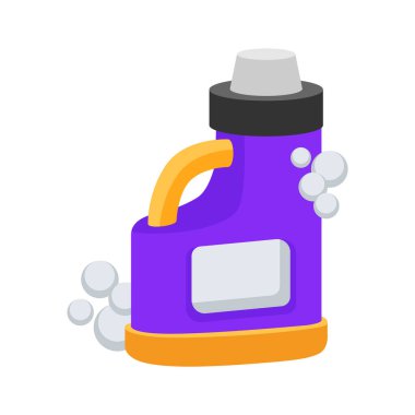 Sıvı çamaşır deterjanı şişesi modern 2D tarzında.