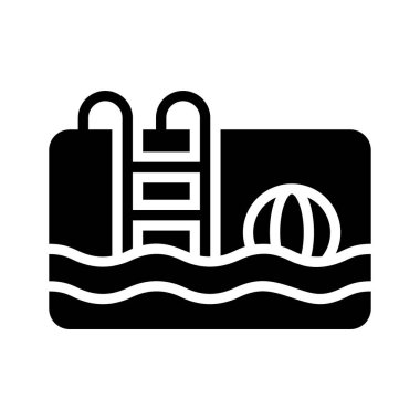 Temiz havuz yüzeyinin iyi hazırlanmış kabartma simgesi.