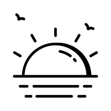 Altın plaj günbatımının modaya uygun simgesi.