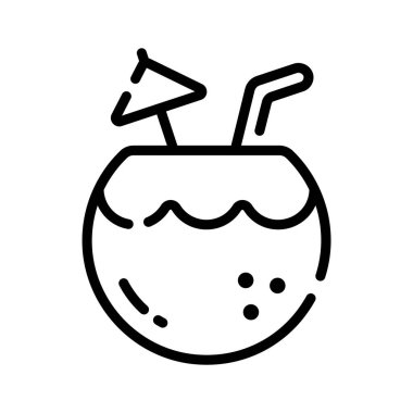 Soğutulmuş hindistan cevizi içeceğinin doğrusal simgesini tut